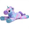 Yeqivo Licorne Géante Jouets en Peluche Grands Animaux en Peluche Licorne Violet Arc-en-Ciel Unicorn Plush Crème,60CM 