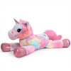 Yeqivo Licorne Géante Jouets en Peluche Grands Animaux en Peluche Licorne Violet Arc-en-Ciel Unicorn Plush Crème,60CM 