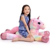 Yeqivo Licorne Géante Jouets en Peluche Grands Animaux en Peluche Licorne Violet Arc-en-Ciel Unicorn Plush Crème,60CM 