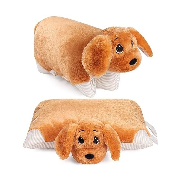 BRUBAKER Coussin en Peluche Chien - 2 en 1 Peluche et Coussin - 40 x 30 cm Chien en Peluche - Oreiller en Peluche Dépliable p