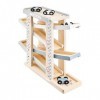 mamabrum Circuit de Course de Voitures 39 X 30 X 19 cm - Toboggan en Bois 3 Niveaux avec Parking + 4 Voitures Incluses 39 * 3