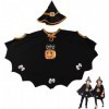 PATRICHOR Deguisement Halloween Enfant, Costume Halloween pour Enfant Déguisement Sorcière Fille Garçon, Cape Noire Halloween