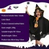 PATRICHOR Deguisement Halloween Enfant, Costume Halloween pour Enfant Déguisement Sorcière Fille Garçon, Cape Noire Halloween