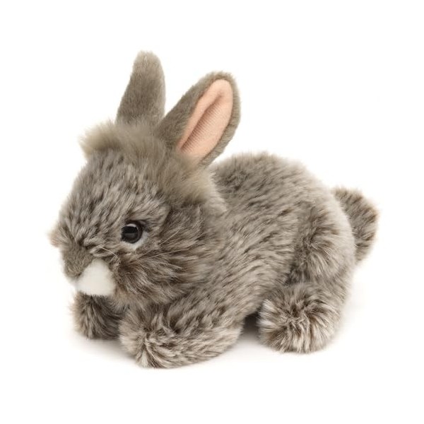 Uni-Toys Lapin Angora Gris, couché 18 cm Longueur Peluche