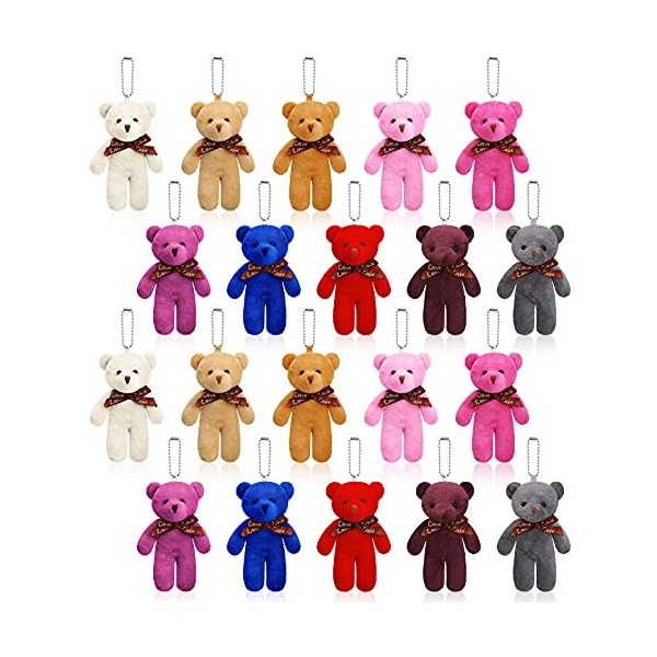 20 Pcs Mini Ours en Peluche Jouet 4,7 Pouces en Peluche Petit Ours Articulé Ours en Peluche Doux Miniature Ours en Peluche Po