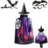 WJOWWL Cape du magicien dHalloween, Cape de sorcier pour enfants, Cape et chapeau de sorcière, Costume de cosplay, Manteau d