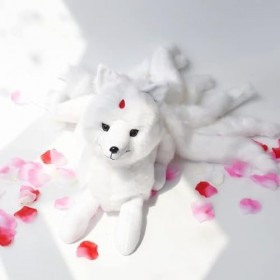 GRIER Super Mignon Doux Blanc Rouge Neuf Queues Renard en Peluche Animaux en Peluche Neuf Queues Kitsune Poupées Cadeaux Créa