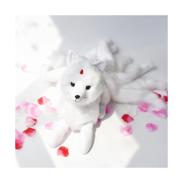 GRIER Super Mignon Doux Blanc Rouge Neuf Queues Renard en Peluche Animaux en Peluche Neuf Queues Kitsune Poupées Cadeaux Créa