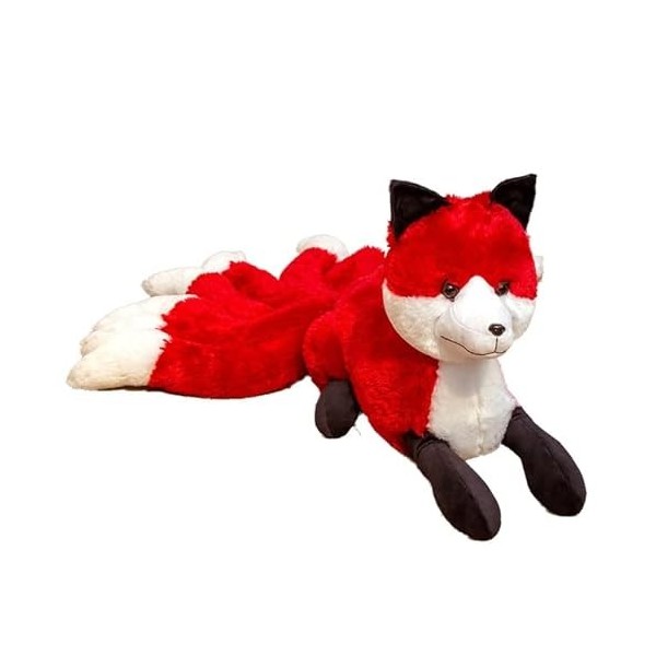 GRIER Super Mignon Doux Blanc Rouge Neuf Queues Renard en Peluche Animaux en Peluche Neuf Queues Kitsune Poupées Cadeaux Créa