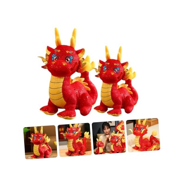 Toyvian 2 Pièces Poupée Dragon Chinois Fournitures De Fête du Nouvel an Poupées De Dragon Chinois Dragon du Zodiaque 2024 Pou