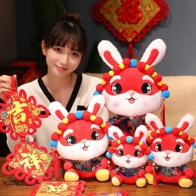 ABOOFAN 2 Pièces Année du Lapin en Peluche Poupée Lapin Marionnette Lapin en Peluche Faire Semblant De Jouer Aux Animaux Joue