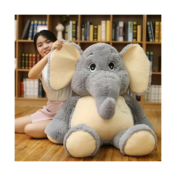 KiLoom Peluche géante éléphant Jouets Gris Peluche Grandes Oreilles Flappy Long éléphant en Peluche Animal Jouets pour Enfant