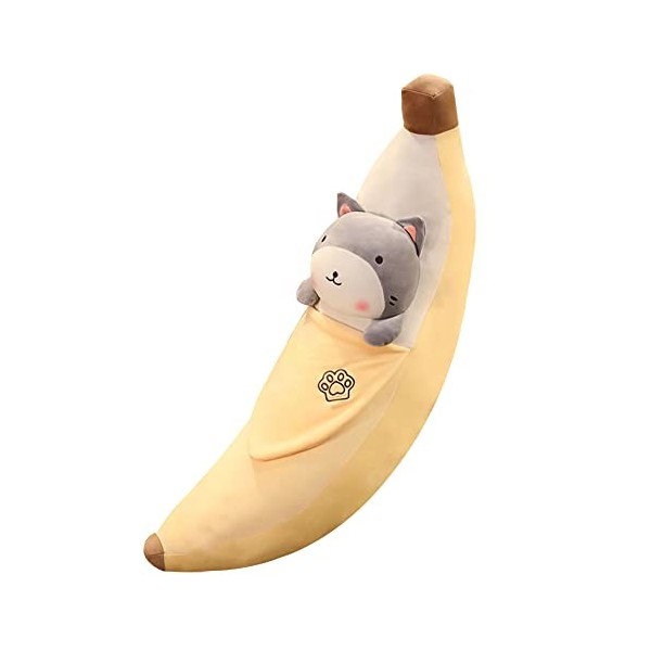 LICHENGTAI Peluche Banane Oreiller, Créatif en Forme de Banane en Peluche Oreiller Bourré Coussin Cadeau Poupée Jouet, Oreill