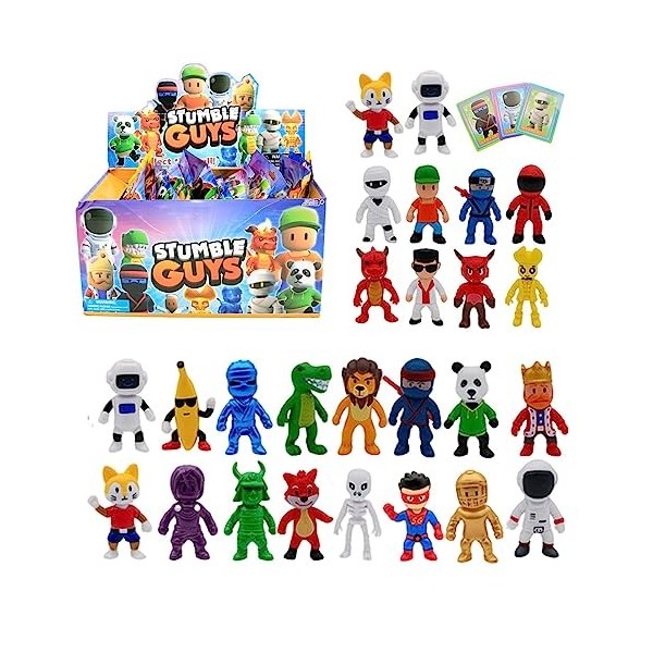 Stumble Guys Figurine, 24 Pièces Mini Ensemble De Figurines Stumble Guys Avec Cartes, Jouets Réalistes Pour Gars Collection D