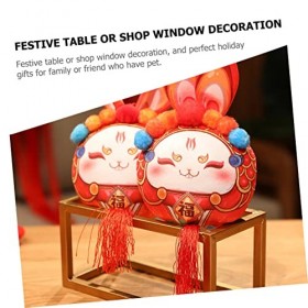Totority 2 Pièces Année du Lapin Mascotte Lapin Année Peluche Poupée Nouvel an Chinois Lapin Poupées Lapin Animaux en Peluche