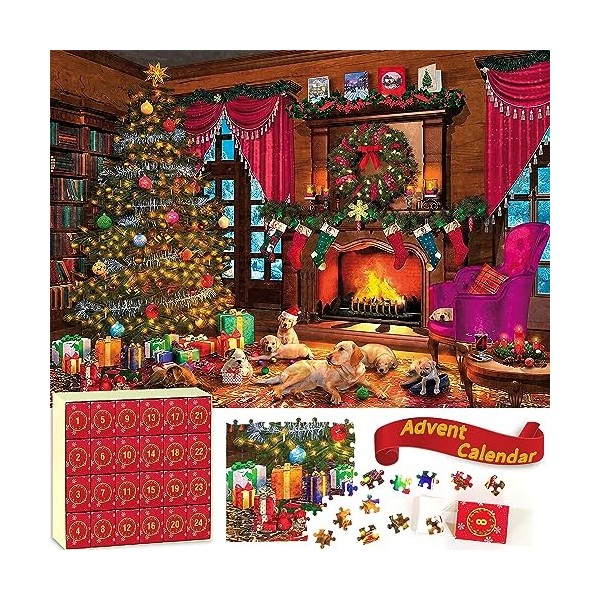 Bestbase Calendrier de lAvent 2023 - 24 boîtes demballage - Puzzle de vacances de 1008 pièces pour adultes et enfants, comp