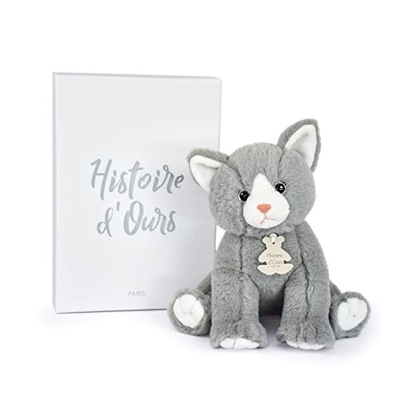 Histoire dOurs - Peluche chat - Gris - 18 cm - A LA CAMPAGNE - HO3156