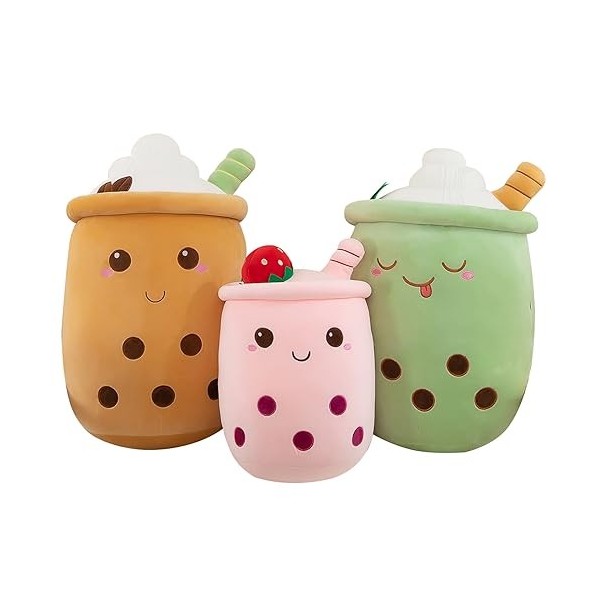 AMOZO Oreiller Peluche Bubble Tea, Peluche Boba Jouets Doux Oreiller Peluche Boba géant Snimal pour Les Amateurs de Boba 35c