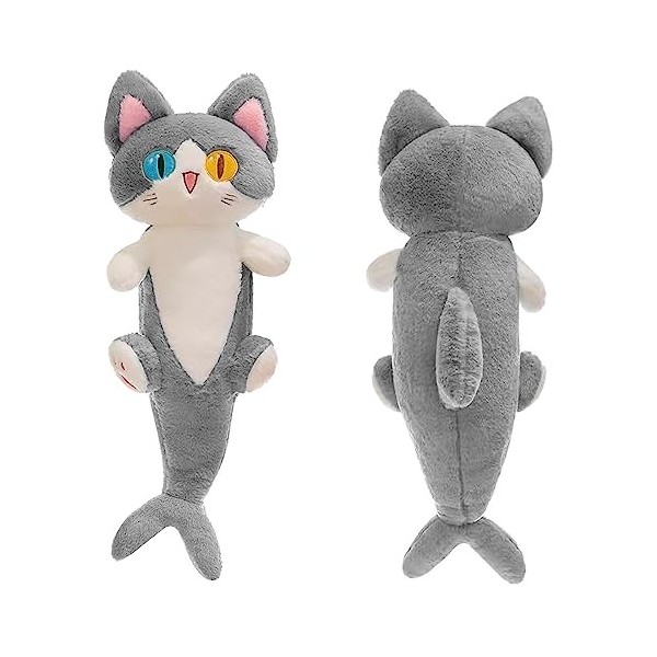 PEDEIECL Belle peluche requin chat poupée mignon dessin animé coussin doux en forme de requin ou chaton rembourré coussin lon