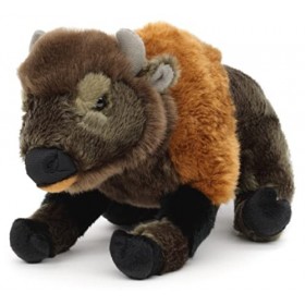 Uni-Toys - Bison, Assis – 29 cm Longueur – Bœuf en Peluche, Wisent, bœuf Sauvage, Doudou