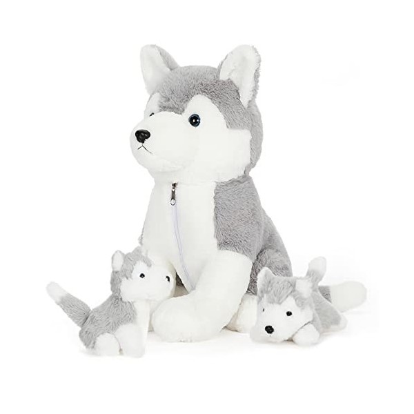 MorisMos Crocodile Peluche Geante 90cm, Grosse Vert Peluches Alligator avec 3 Bébés Crocodiles Jouet Douce, Animaux en Peluch