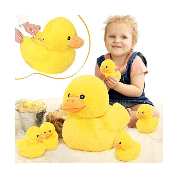 MorisMos Crocodile Peluche Geante 90cm, Grosse Vert Peluches Alligator avec 3 Bébés Crocodiles Jouet Douce, Animaux en Peluch