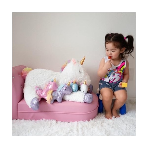 MorisMos Crocodile Peluche Geante 90cm, Grosse Vert Peluches Alligator avec 3 Bébés Crocodiles Jouet Douce, Animaux en Peluch