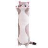 Peluche Kawaii Chat 90CM Gray Mignon Chat En Peluche Geante Coussin Long Oreiller DAnimaux Peluche Deco NoëL Jouet Parfait C