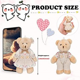 Skylety 12 Pièces Mini Animaux Ours en Peluche, Mini Couple Ours avec Vêtements en Toile de Lin Petits Jouets dours pour Déc