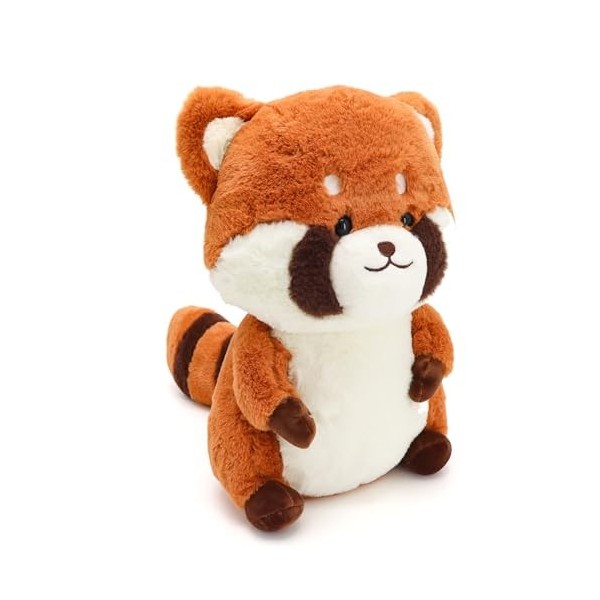 Coseoan Panda Plush Kawaii Panda Roux en Peluche Poupée Panda Plushie Toy Coussin Cadeau Panda en couchée, 35cm 