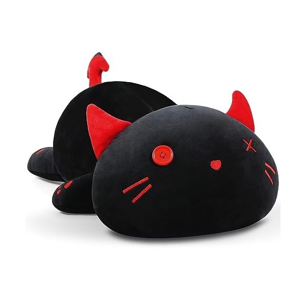 Coussin Chat Diable Peluche 30 Cm – Super Doux, Cadeau Kawaï Pour Enfant, Disponible En 50 Cm