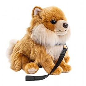 Uni-Toys - Poméranien avec Laisse - 23 cm Hauteur - Chien - Peluche, Doudou