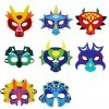Felt Dragon-Masks for Kids-Boys Girls Dinosaur Dress Up Birthday Party, 8 Pack