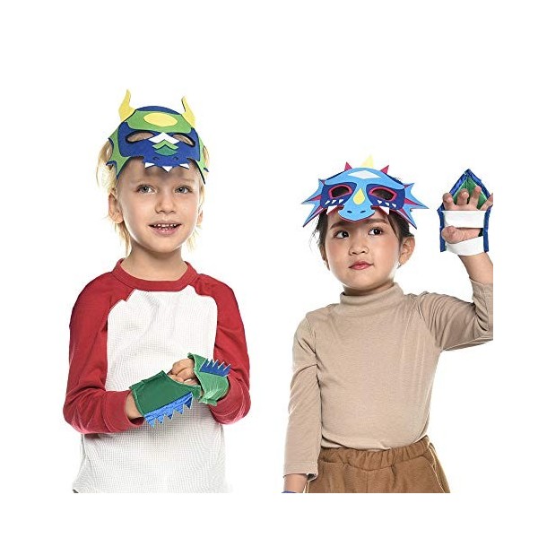 Felt Dragon-Masks for Kids-Boys Girls Dinosaur Dress Up Birthday Party, 8 Pack