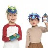 Felt Dragon-Masks for Kids-Boys Girls Dinosaur Dress Up Birthday Party, 8 Pack