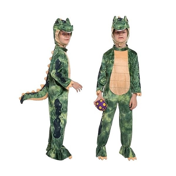 Spooktacular Creations Costume de T-Rex vert pour enfant dHalloween, ensemble de costumes de dinosaure réaliste unisexe pour