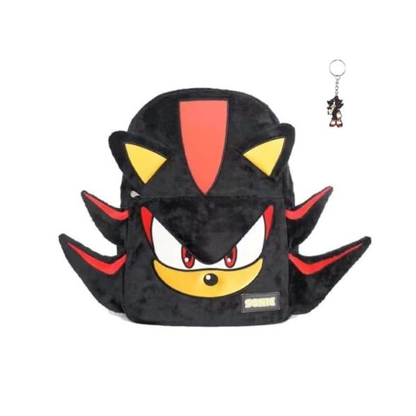 GDFENDU Sac à dos en peluche avec porte-clés - 43,2 cm - Motif dessin animé, Noir , 17in