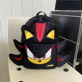 GDFENDU Sac à dos en peluche avec porte-clés - 43,2 cm - Motif dessin animé, Noir , 17in