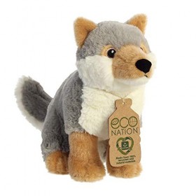 Aurora Animals, 35006, Eco Nation, Loup, 24 cm, Peluche, Gris/Blanc/Marron 