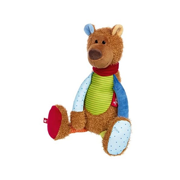 Sigikid 42969 - Doudou en Peluche - Ours Patchwork Sweety - pour Jouer et câliner - Mélange de matériaux Doux - pour bébés et