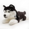 Husky Yukon Chien de traîneau en peluche noir et blanc couché 29 cm