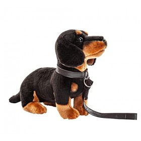 Uni-Toys - Teckel avec Laisse - 27 cm Longueur - Chien, Animal de Compagnie - Peluche