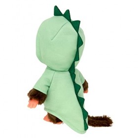 Bandai - Monchhichi - Peluche Monchhichi dinosaure - Peluche iconique des années 80 - Peluche toute douce 20 cm pour enfants 