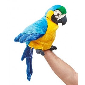 Uni-Toys - Marionnette Perroquet à tête pivotante - 26 cm Hauteur - Oiseau - Peluche, Doudou