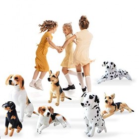 BYNYXI Chien en Peluche Debout, 30cm en Peluche Rottweiler Dalmatien lévrier réaliste Marron Noir Chien Animal en Peluche pou