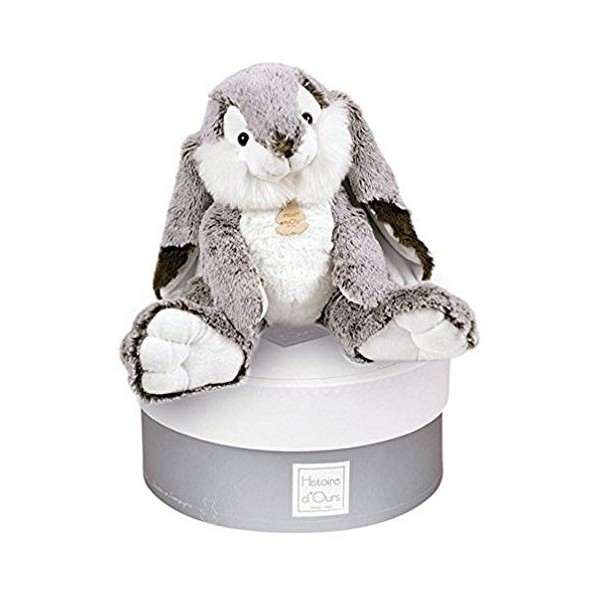 Histoire dOurs - Peluche Lapin Marius PM - Boîte Cadeau - Grise - 20 Cm - Douce et Mignonne - Idée Cadeau de Naissance et An