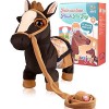 Marsjoy Cheval noir musical dansant en peluche interactif poney marche le long jouet poney robot en peluche jouet en peluche 