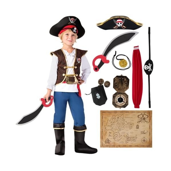 Spooktacular Creations Costume de Pirate pour Garçons Ensemble de Costume de Luxe pour Enfants Small 