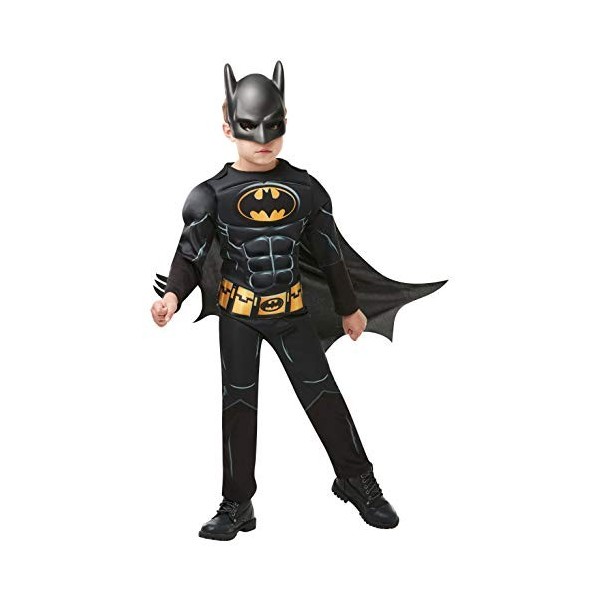 RUBIES - DC officiel - BATMAN - Déguisement luxe enfant édition Batman 80 ans - Taille 5-6 ans - Costume avec combinaison mat