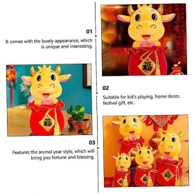 Toyvian 2 Pièces Année du Bœuf Poupée en Peluche Vache Animaux en Peluche Poupée en Peluche Animaux en Peluche Jouets en Pelu